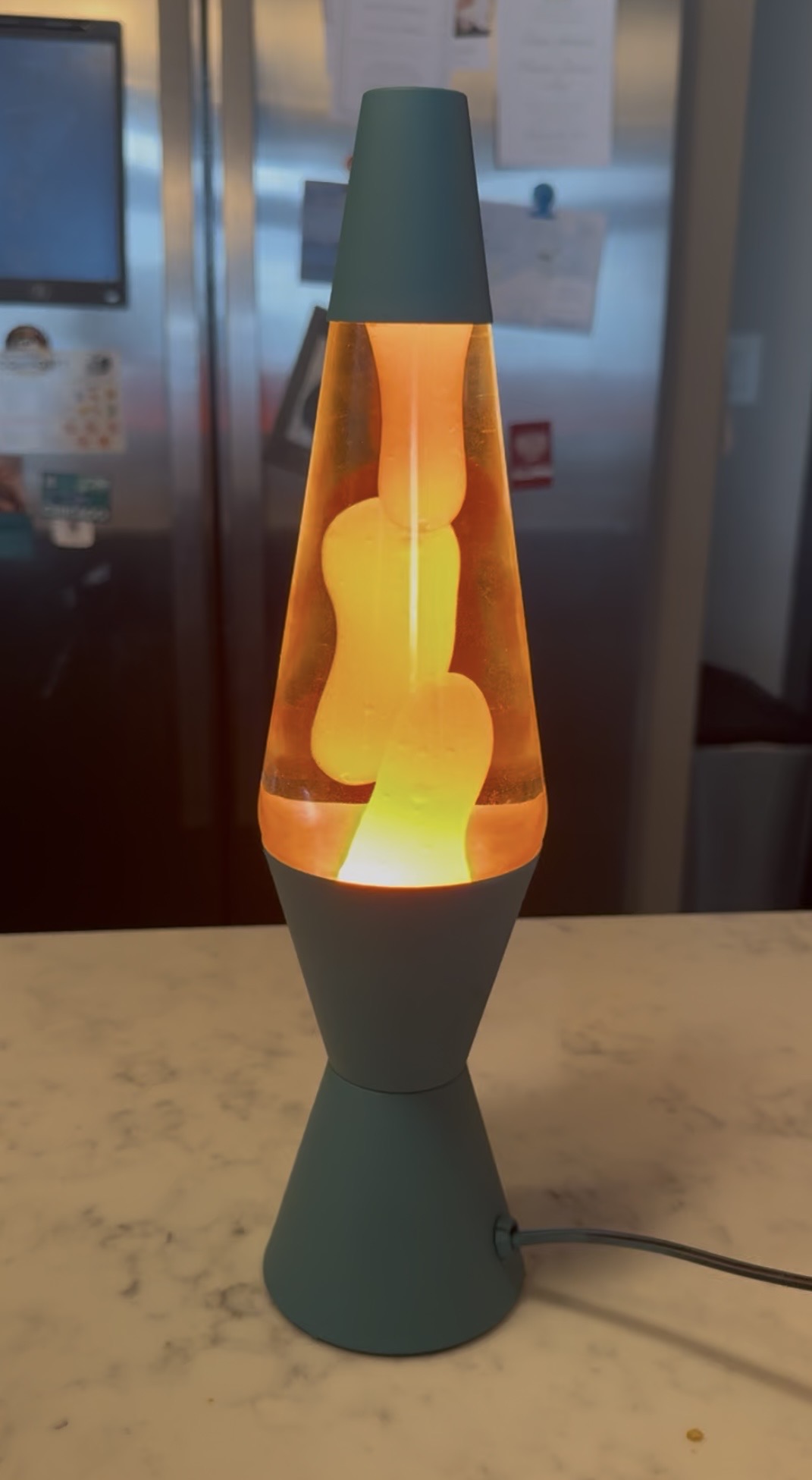 Matte Teal · Orange motion lamp